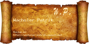 Wachsler Patrik névjegykártya